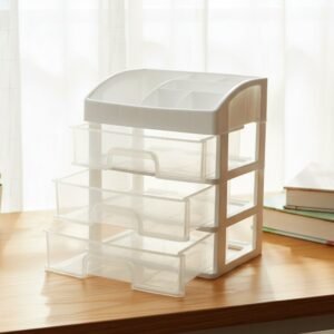 3 Layer Desktop Storage Organizer – Transparent Sliding Drawers