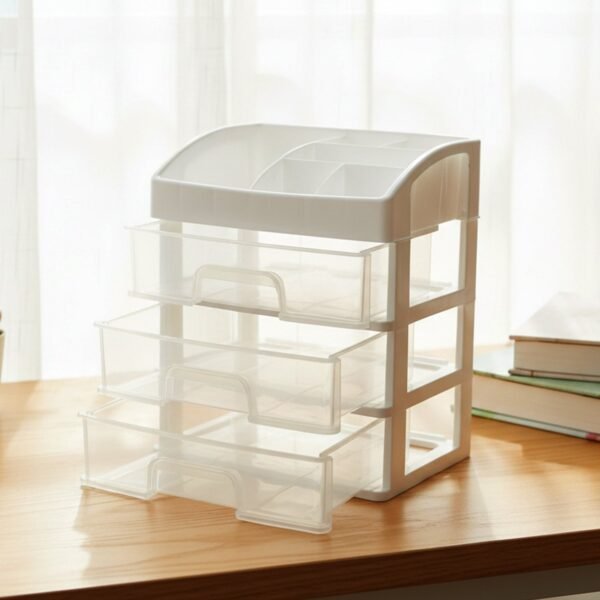 3 Layer Desktop Storage Organizer – Transparent Sliding Drawers