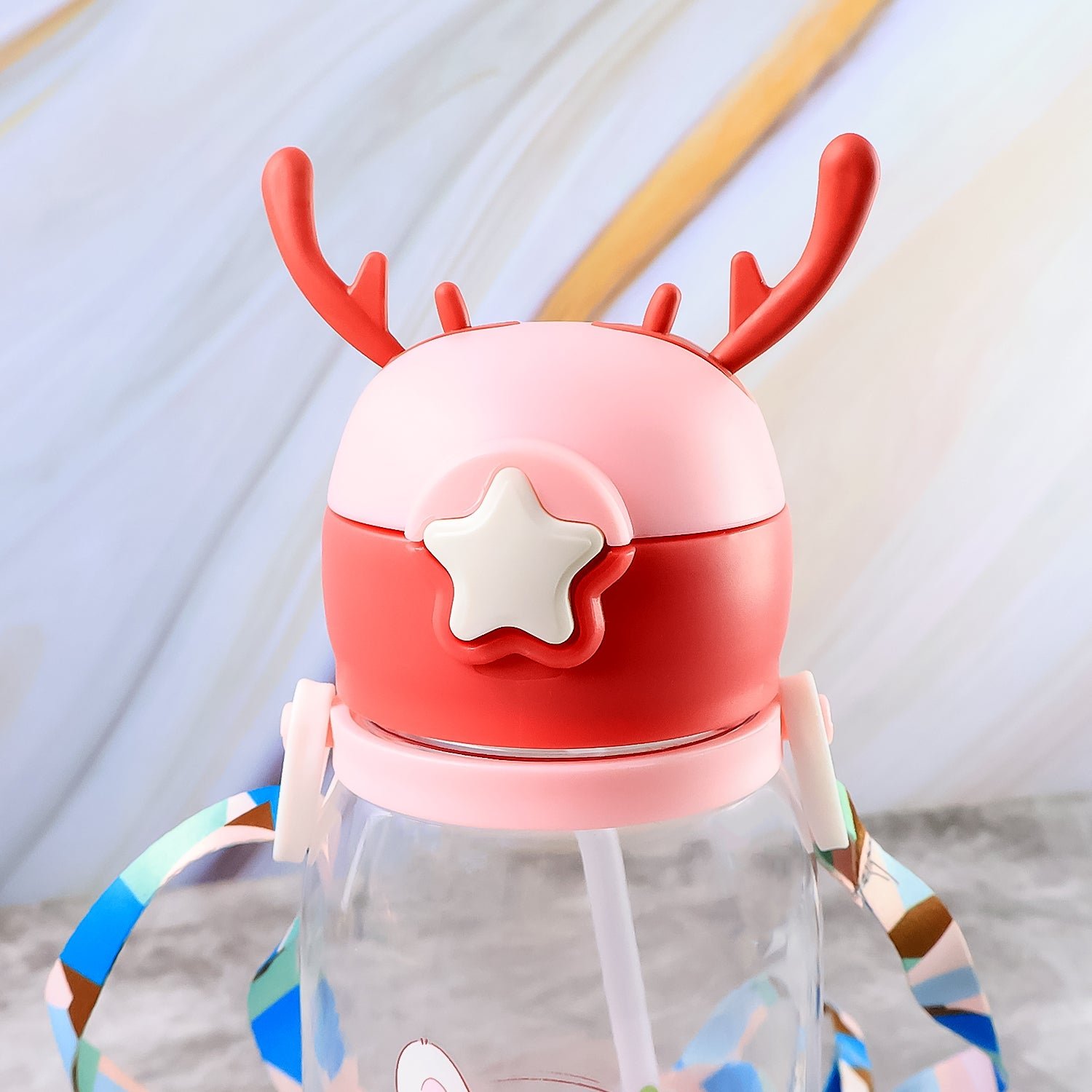 Kids Cartoon Water Bottle – Leakproof 450ml with Straw & Strap