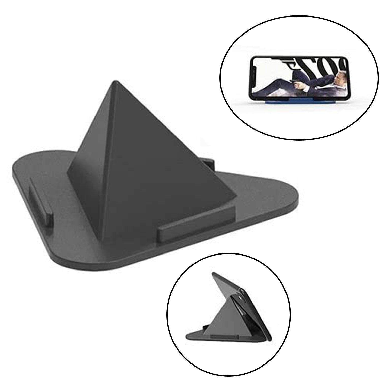 Black Pyramid Mobile Stand – 3 Adjustable Angles for Smartphones & Tablets