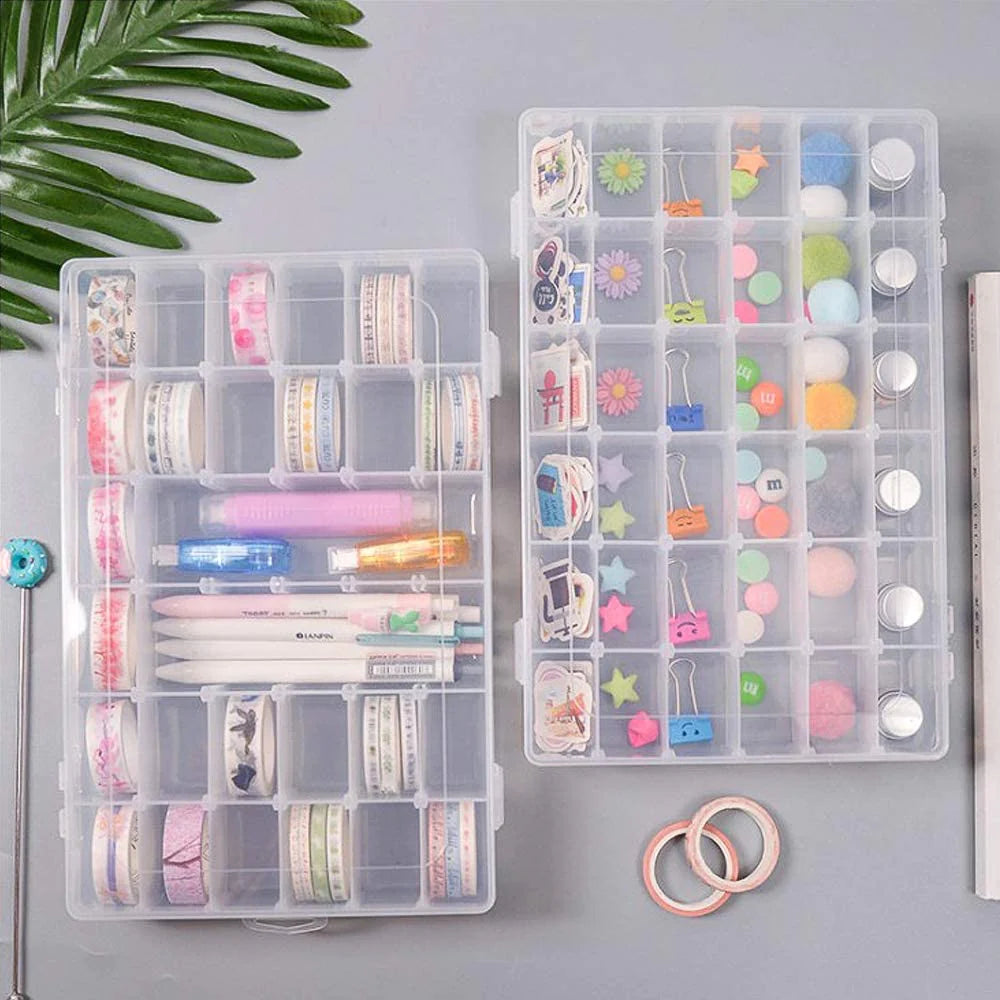 Plastic Organizer Box – 36 Grids, Adjustable Dividers | Organivo