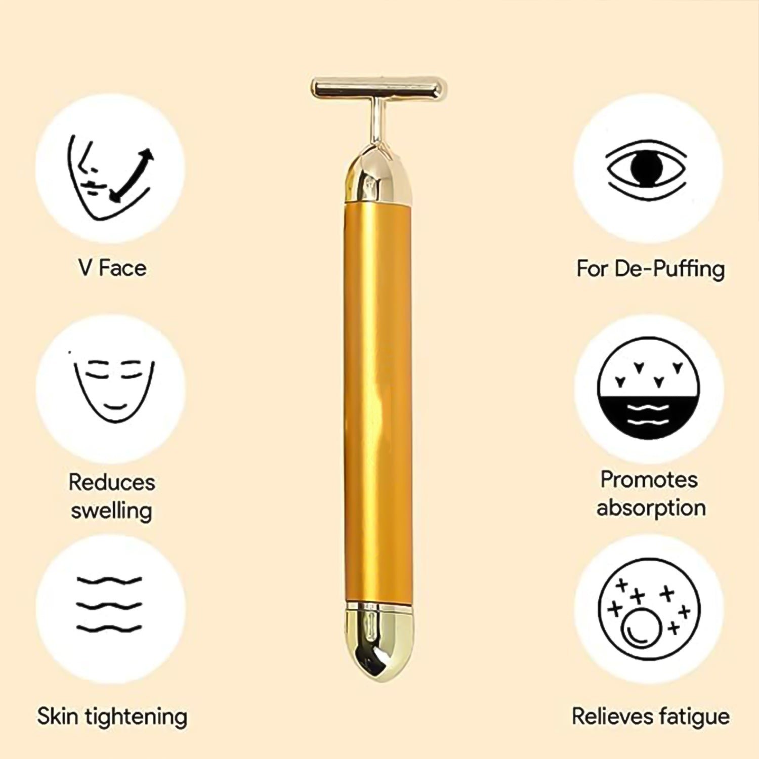 Vibrating Face Massager – Golden Energy for Radiant Skin | Velvet Wellness
