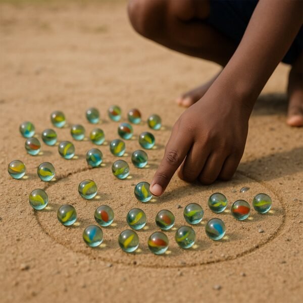 Classic Glass Marbles for Kids – Set of Approx 35 Vibrant Kanchas