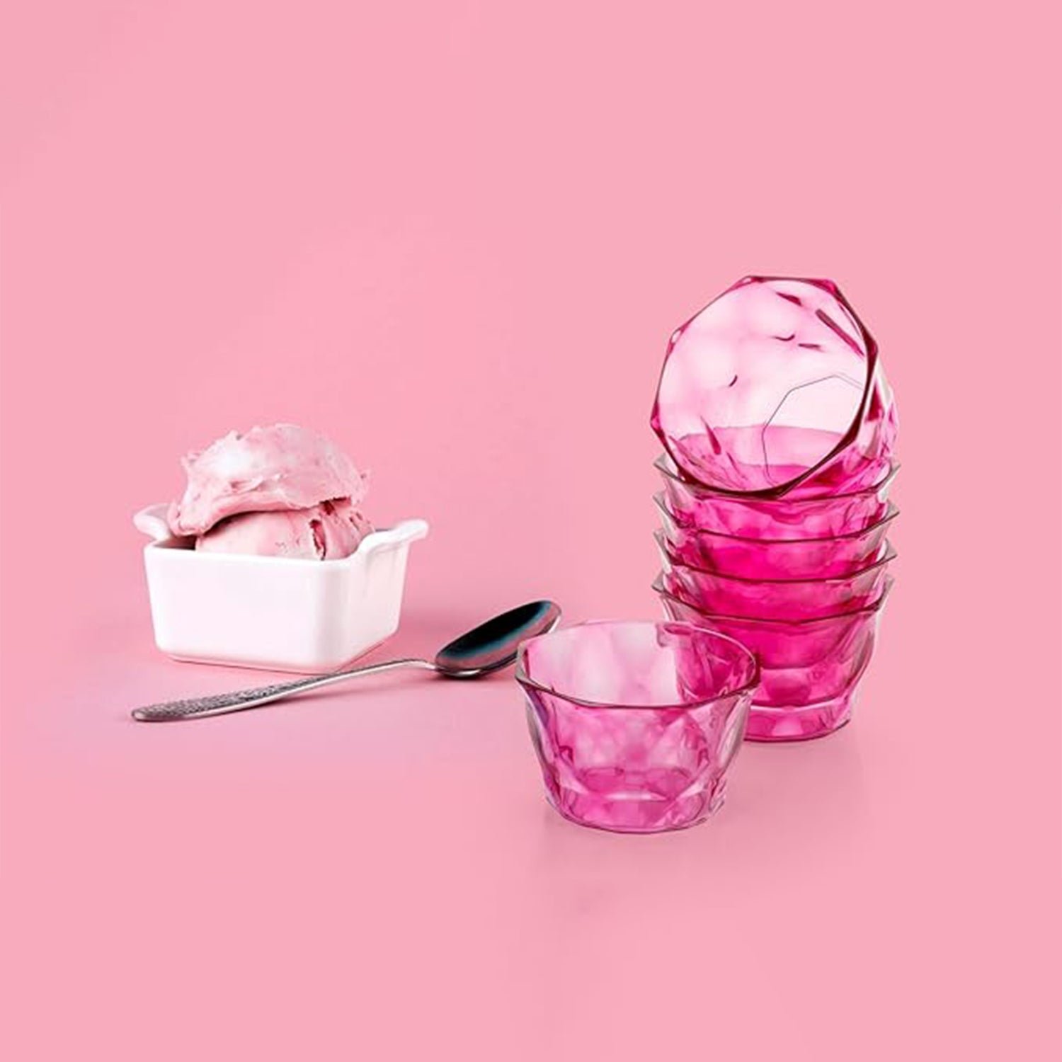 Diamond Shape Ice Cream Bowl Set – 6pc Plastic Dessert Bowls | Indo Glow