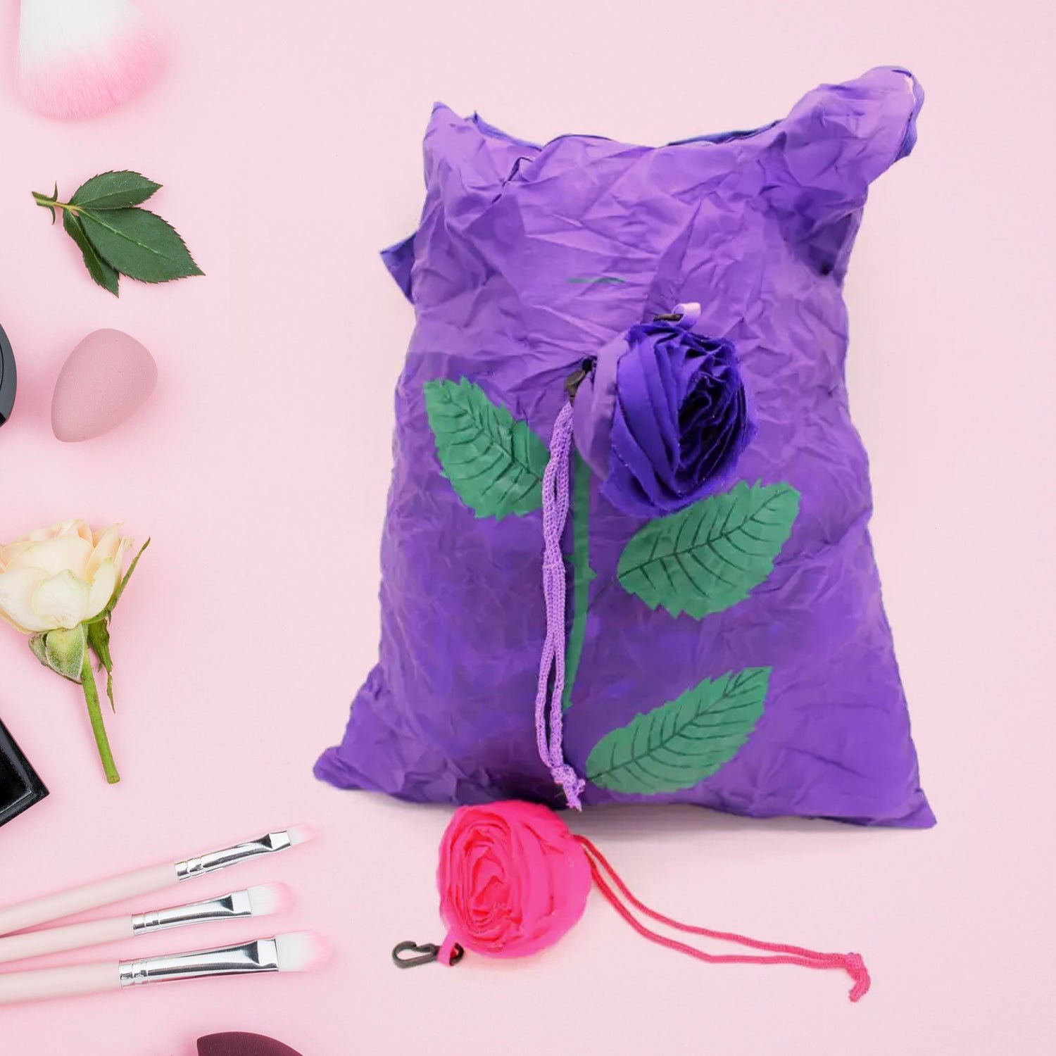 Foldable Shopping Bag – Rose Design Reusable Eco Tote | Organivo