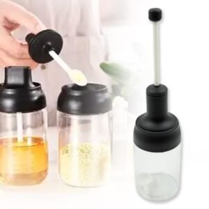 Heat-Resistant Glass Seasoning Jar – Spoon & Lid | Indo Glow
