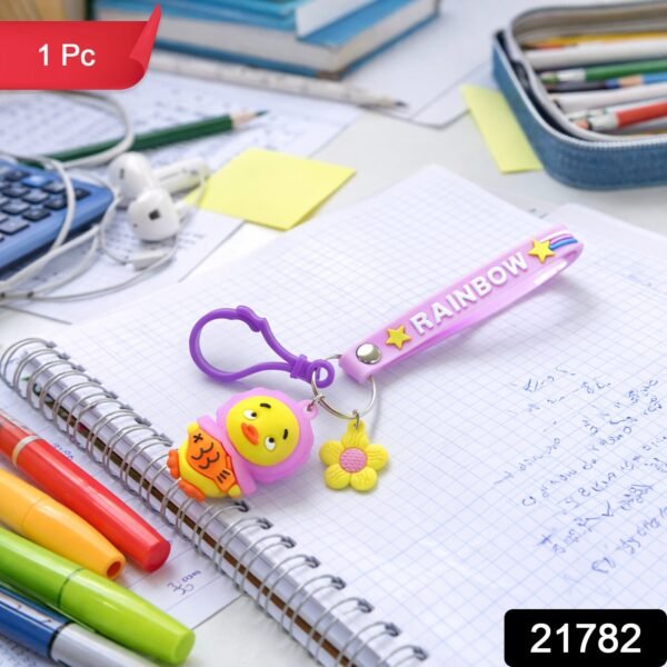 Rainbow Duck Keychain – Cute Silicone Strap for Kids