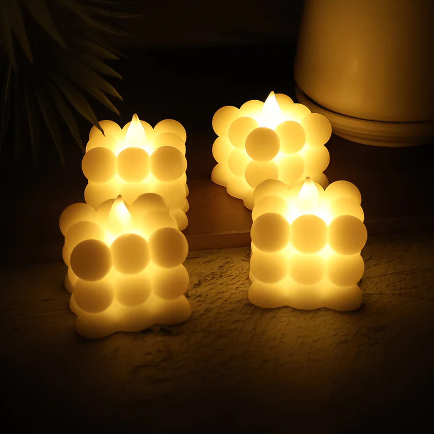 LED Bubble Candles – Set of 4 Flameless Decorative Lights