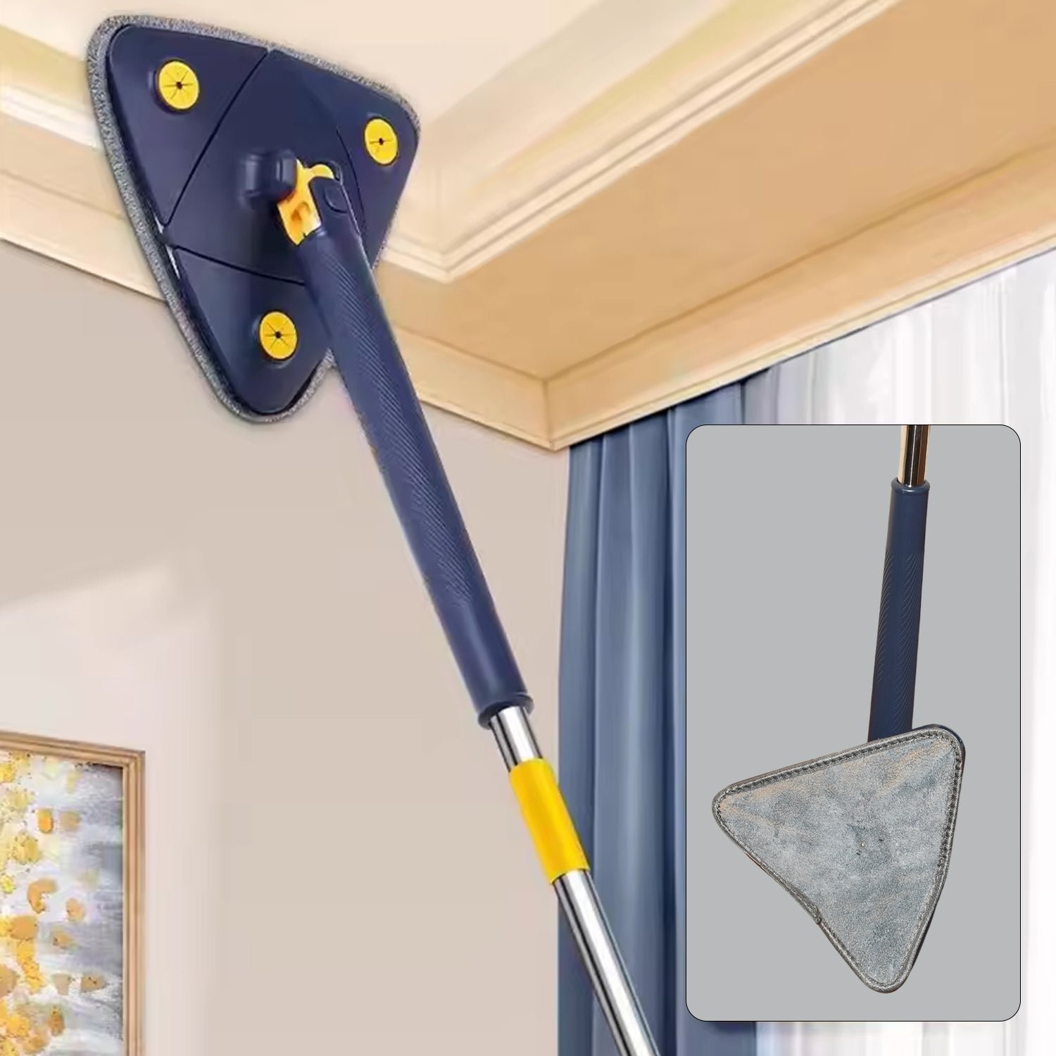 Triangle Cleaning Mop – 360° Rotatable with Long Handle | Storenzo