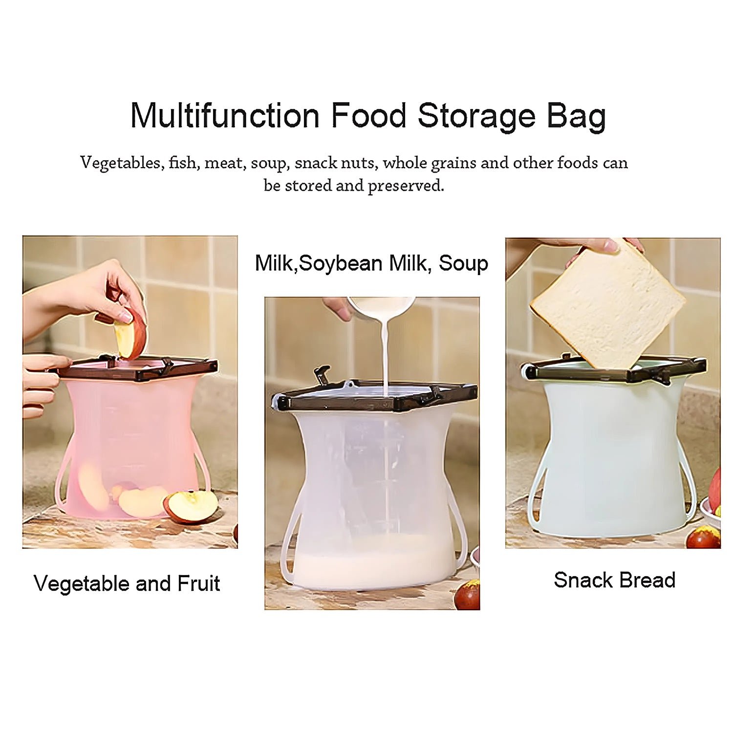 Reusable Silicone Food Bag – Leakproof, BPA-Free, Versatile | Tidy Table