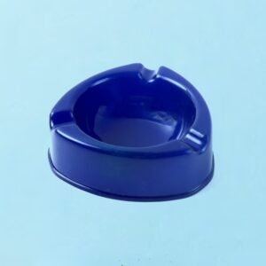 Dark Blue Plastic Ashtray – Durable Smokeless 3-Slot Design