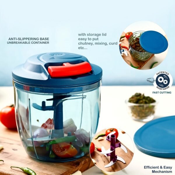 Hand-Powered Vegetable Chopper – 1000ML Capacity for Fast Prep