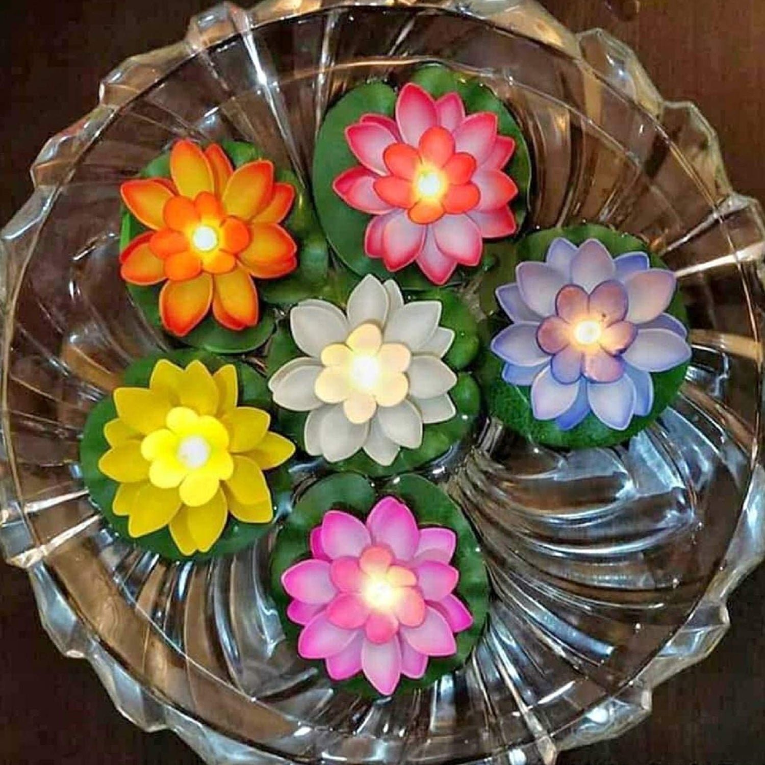 Floating Lotus LED Candles – Smokeless & Waterproof (Pack of 6) | Indo Glow