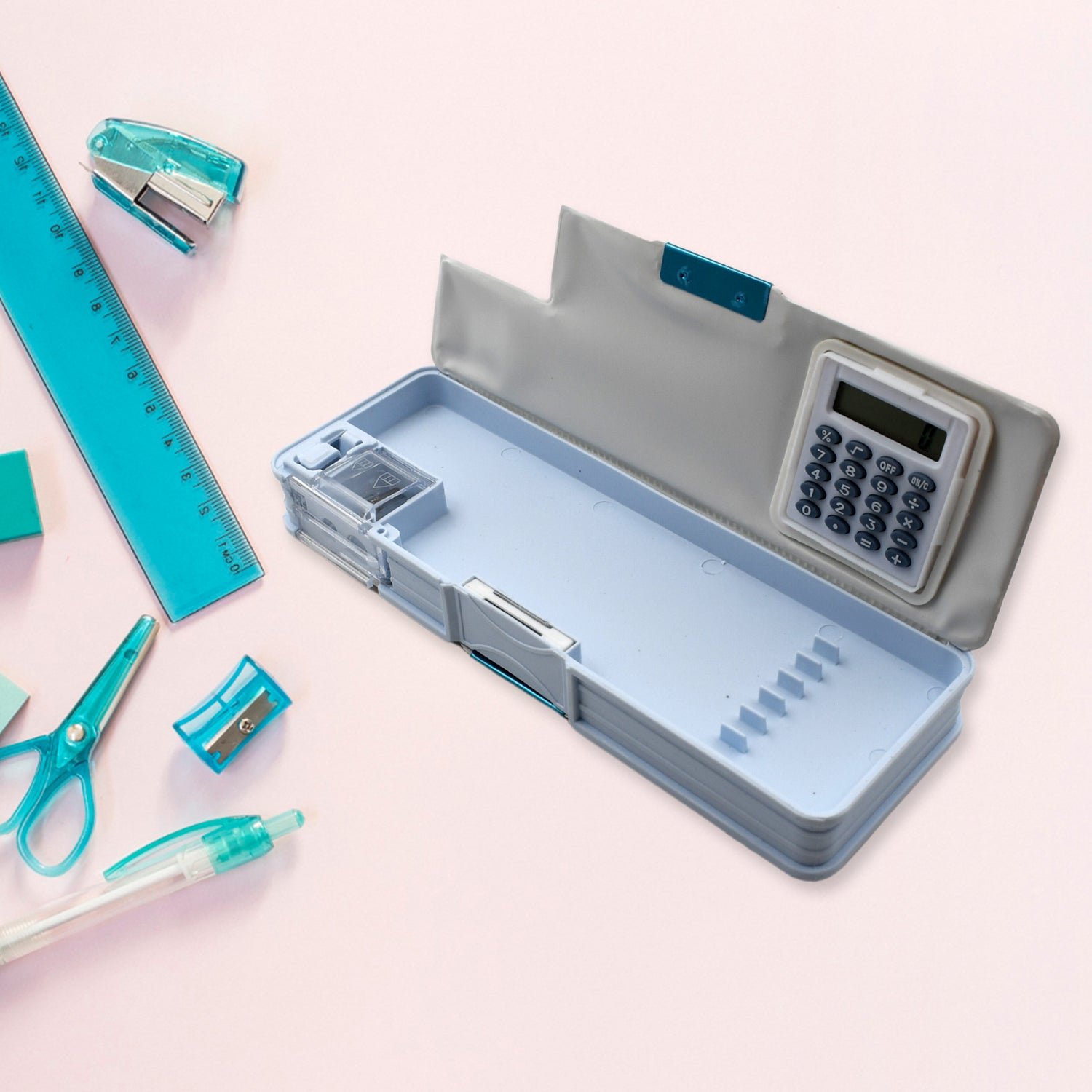 Magnetic Geometry Pencil Box – Dual Sharpener & Calculator |