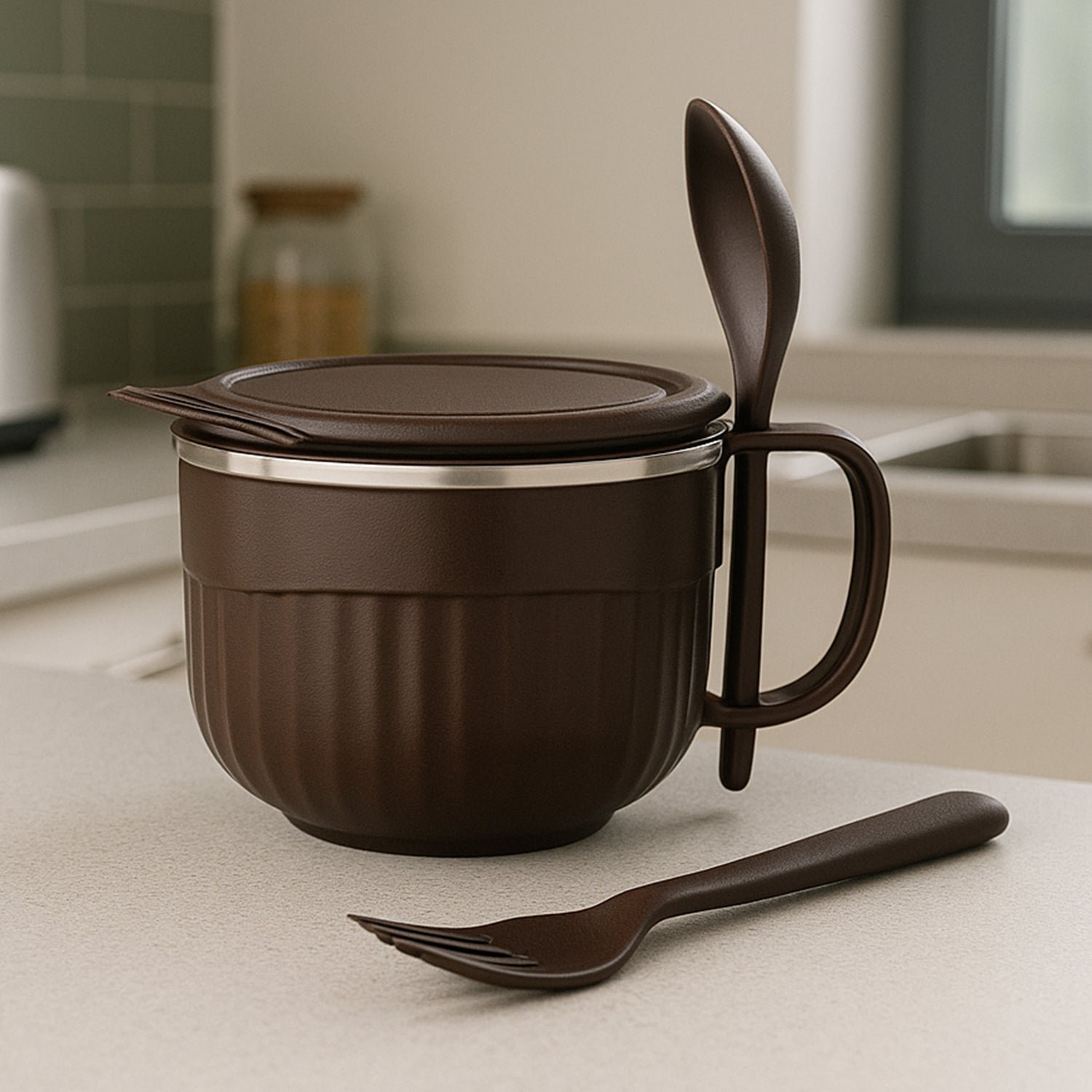 Insulated Lunch Bowl 650ml – Leak-Proof with Cutlery Set