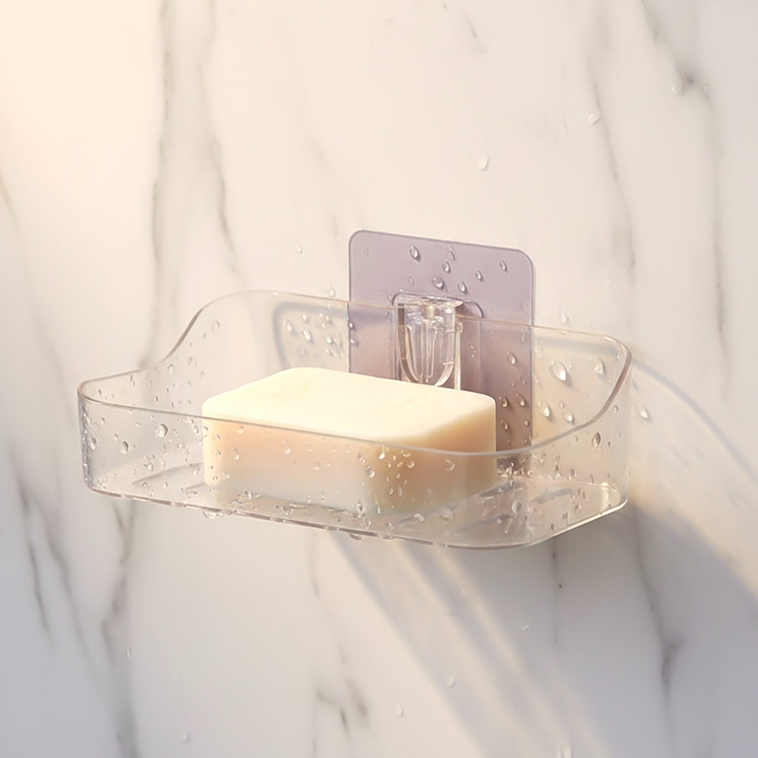 Transparent Wall-Mounted Soap Dish Set – Space-Saving & Drainage