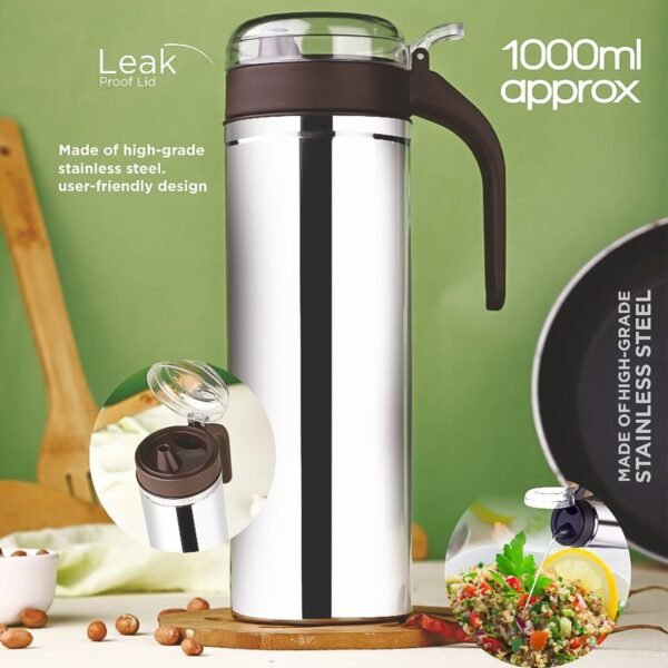 Stainless Steel Oil Pourer – 1000ml Durable Kitchen Dispenser
