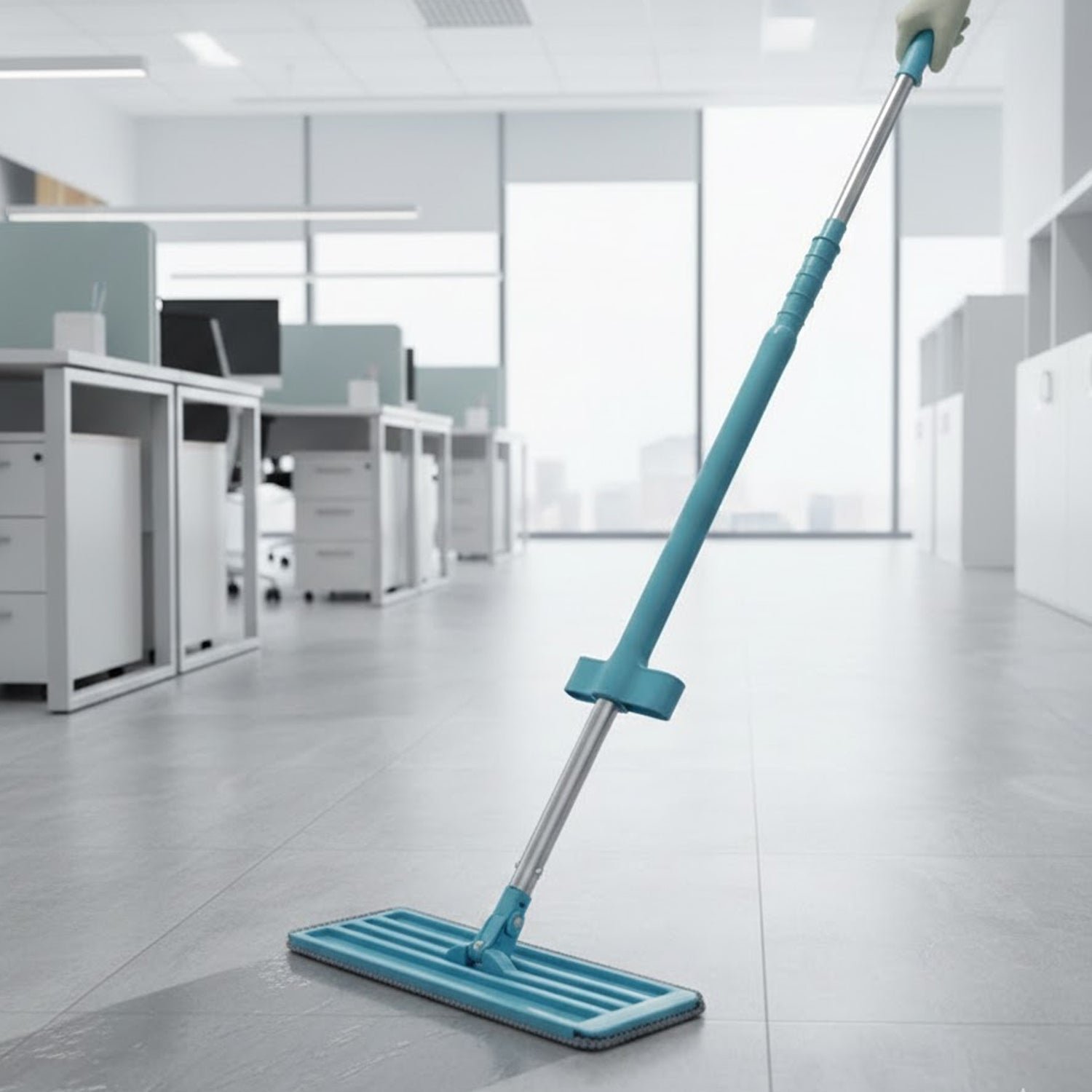 Flat Floor Cleaning Mop – Long Handle & Slim Rectangular Head