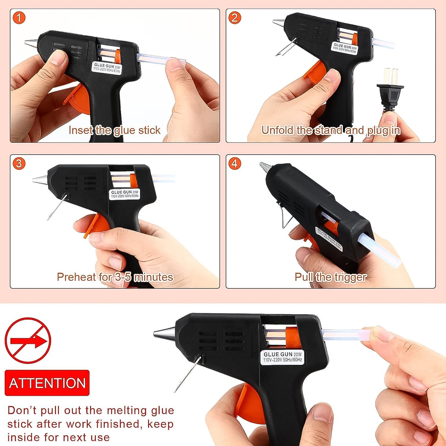 Hot Melt Glue Gun – 40W Rapid Heating for Precise Crafting