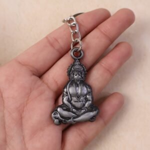 Hanuman Ji Sitting Pose Metal Keychain – Durable Spiritual Key Ring