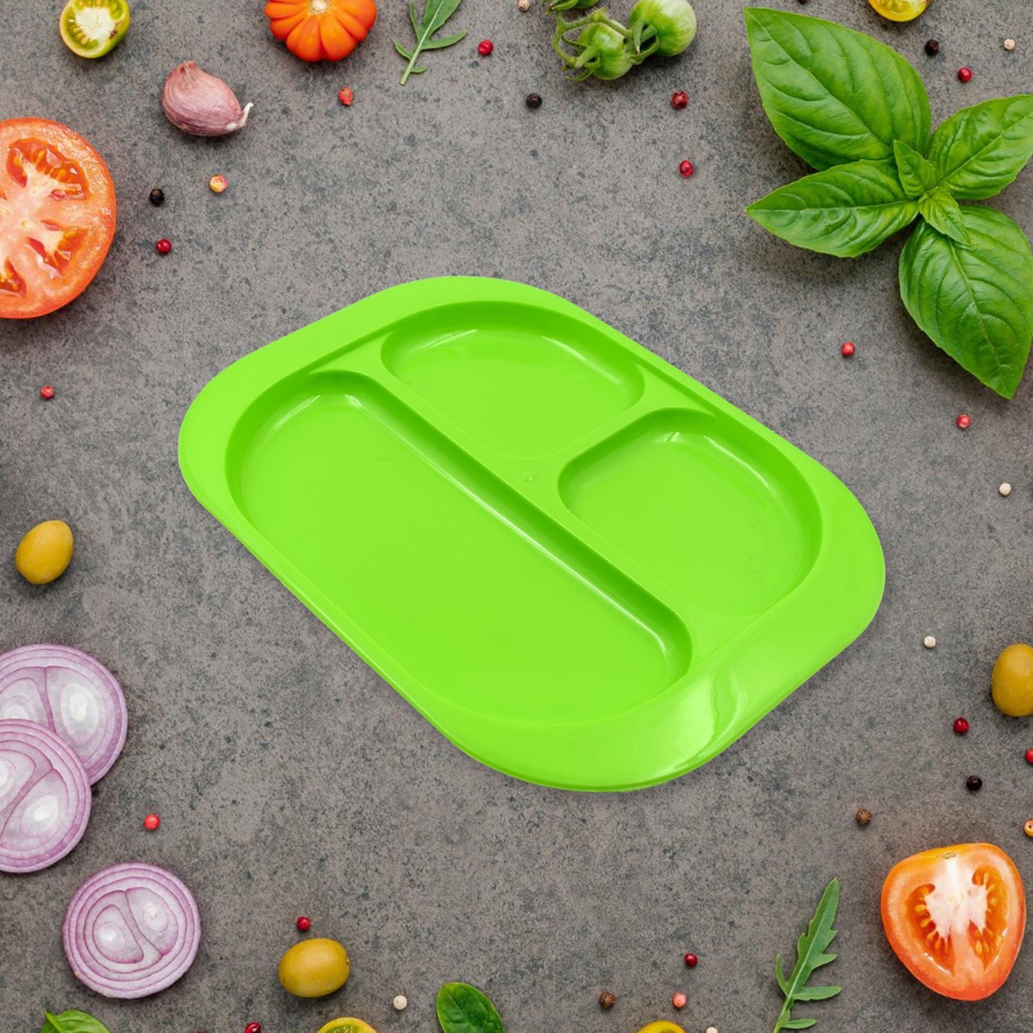 3-Compartment Food Plate – BPA-Free, Microwave Safe | FitFuzion
