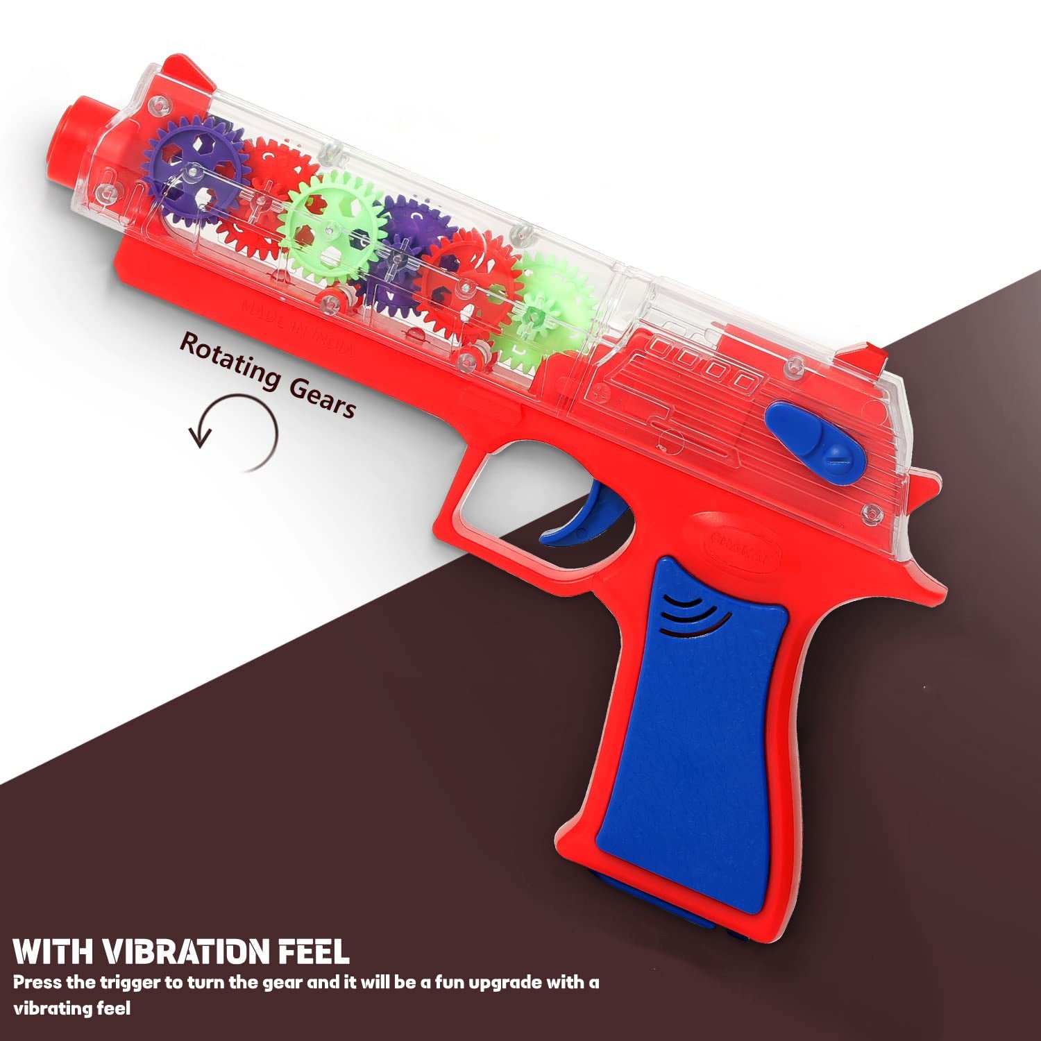 Transparent Gear Toy Gun – 3D Lights & Music for Kids | Aditi