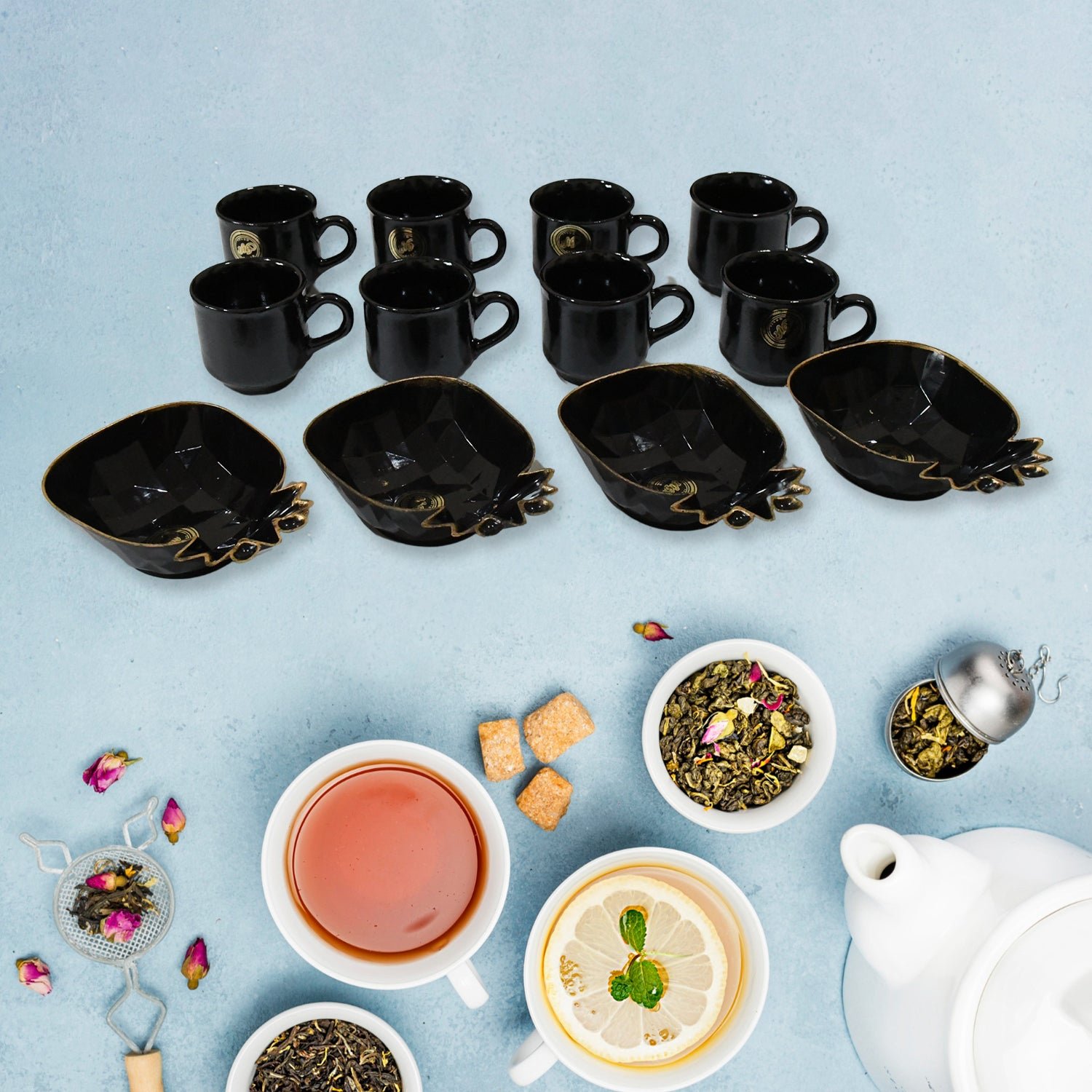 Ceramic Tea Set – Pineapple Design 12-Piece Drinkware | NG