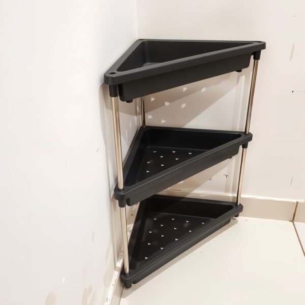 Plastic Corner Storage Rack – 3-Layer Space-Saving Shelf