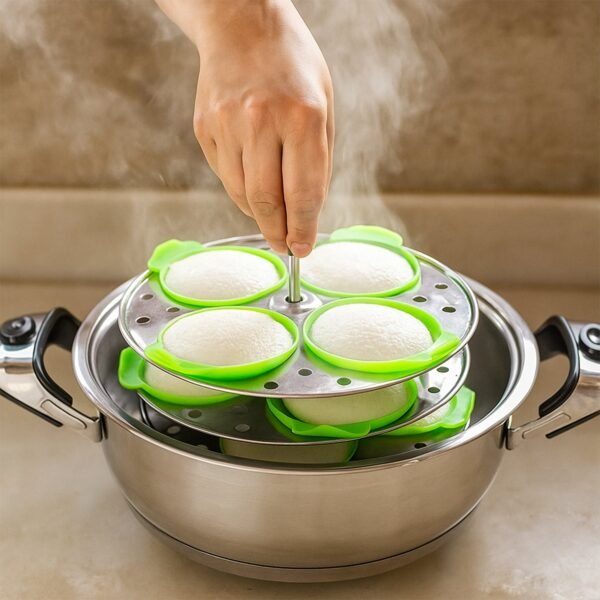 Silicone Idli Maker Cups – Non-Stick Food-Grade Moulds (4 Pcs)