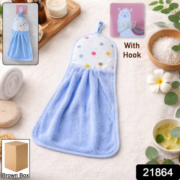 Soft Microfiber Hanging Hand Towel – Quick-Dry with Adhesive Hook