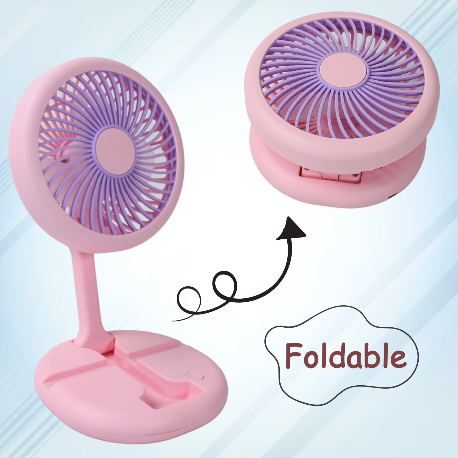 Portable Fan with LED Light – USB Rechargeable & Foldable | FitFuzion