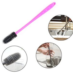 Bottle Cleaning Brush – Long Handle Silicone for Narrow Neck | Velvet Wipe
