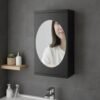 Rotating Storage Cabinet with Mirror, Space-Saving Wall Organizer