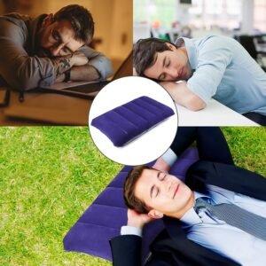 Inflatable Travel Pillow – Velvet Air Comfort (Blue) | PillowTrek