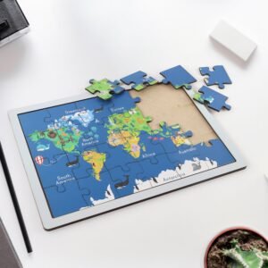 Wooden World Map Puzzle – Educational Geography Toy for Kids