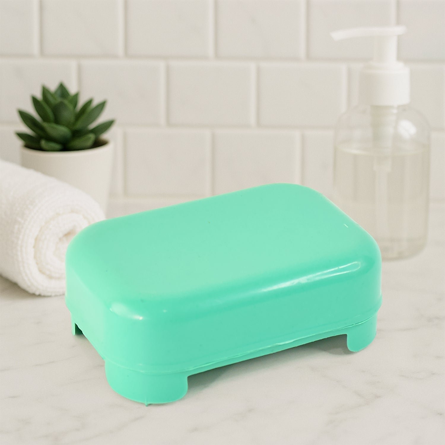Plastic Soap Case – Leakproof Aqua Green Soap Holder with Drainage