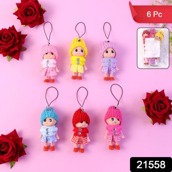 Mini Doll Hanging Keychain Set – 6 Cute Colorful Charms