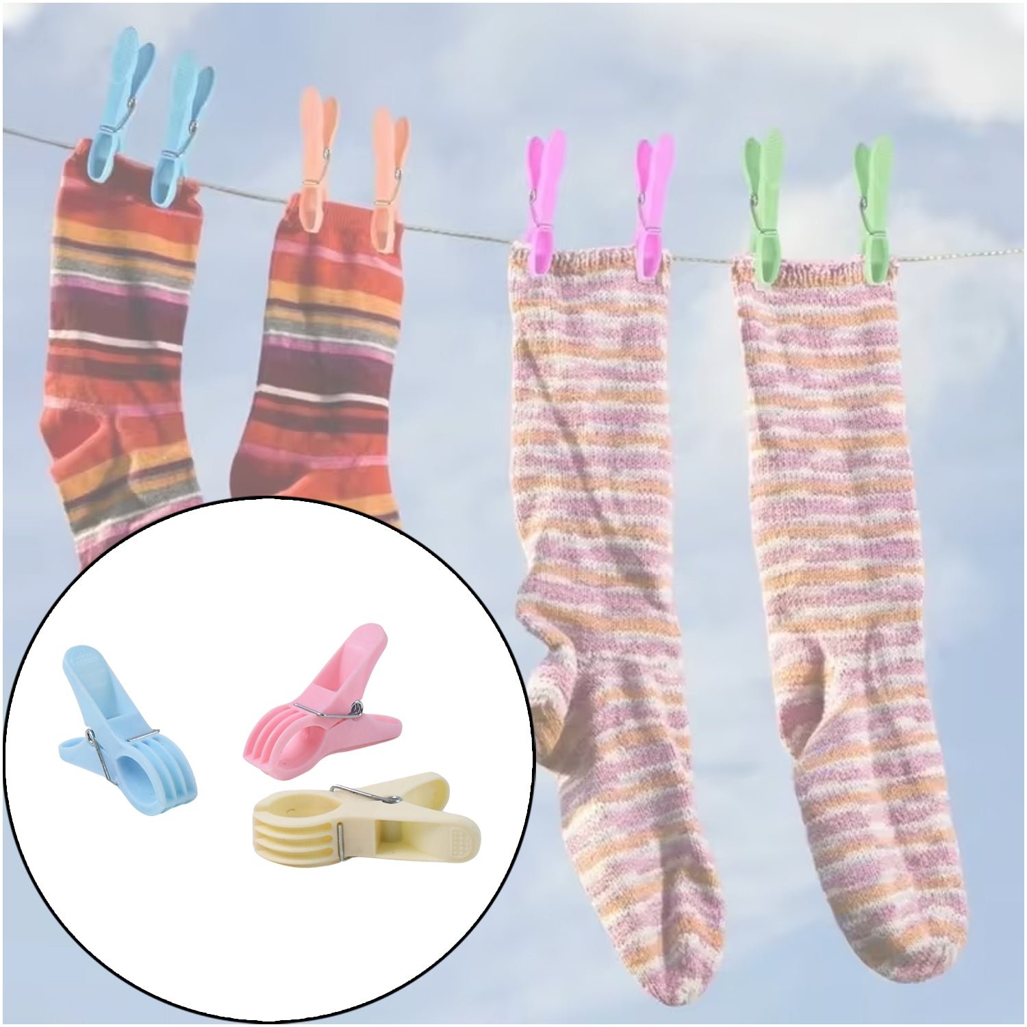 Plastic Cloth Clips – Pack of 12 Strong Multicolor Pegs