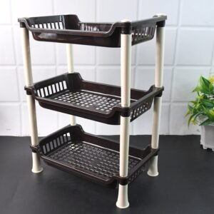 3-Tier Plastic Storage Rack – Durable & Space-Saving Organizer