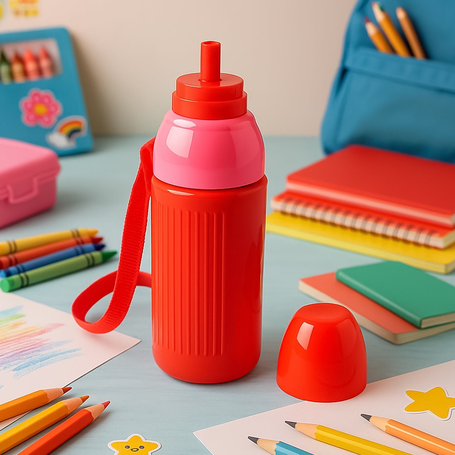 Insulated Water Bottle 500ml – Leakproof, BPA-Free with Straw |
