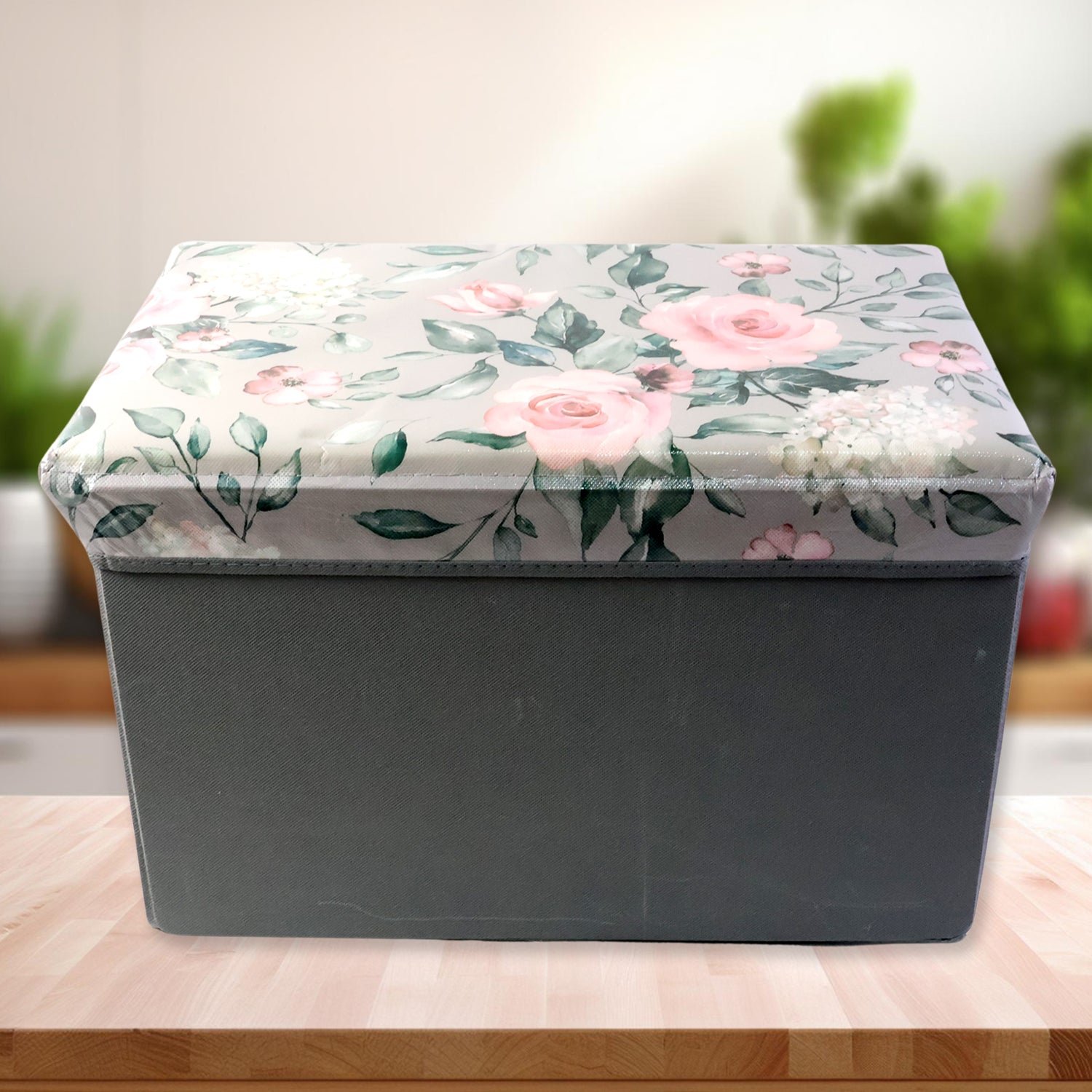 Foldable Storage Box with Floral Lid – Durable & Spacious Organizer