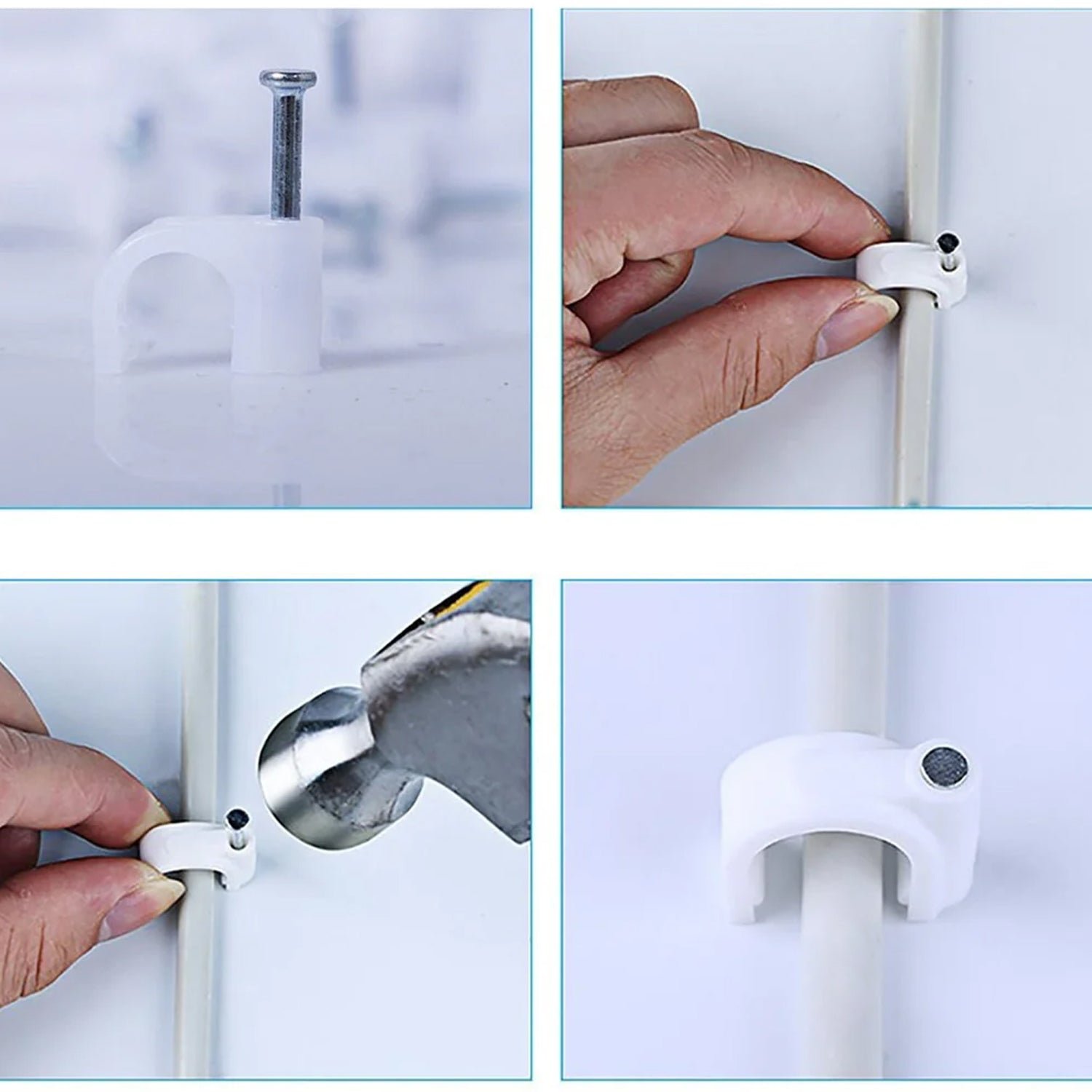 Plastic Cable Clips – Durable Steel Nail Wire Holders, 20 Pcs