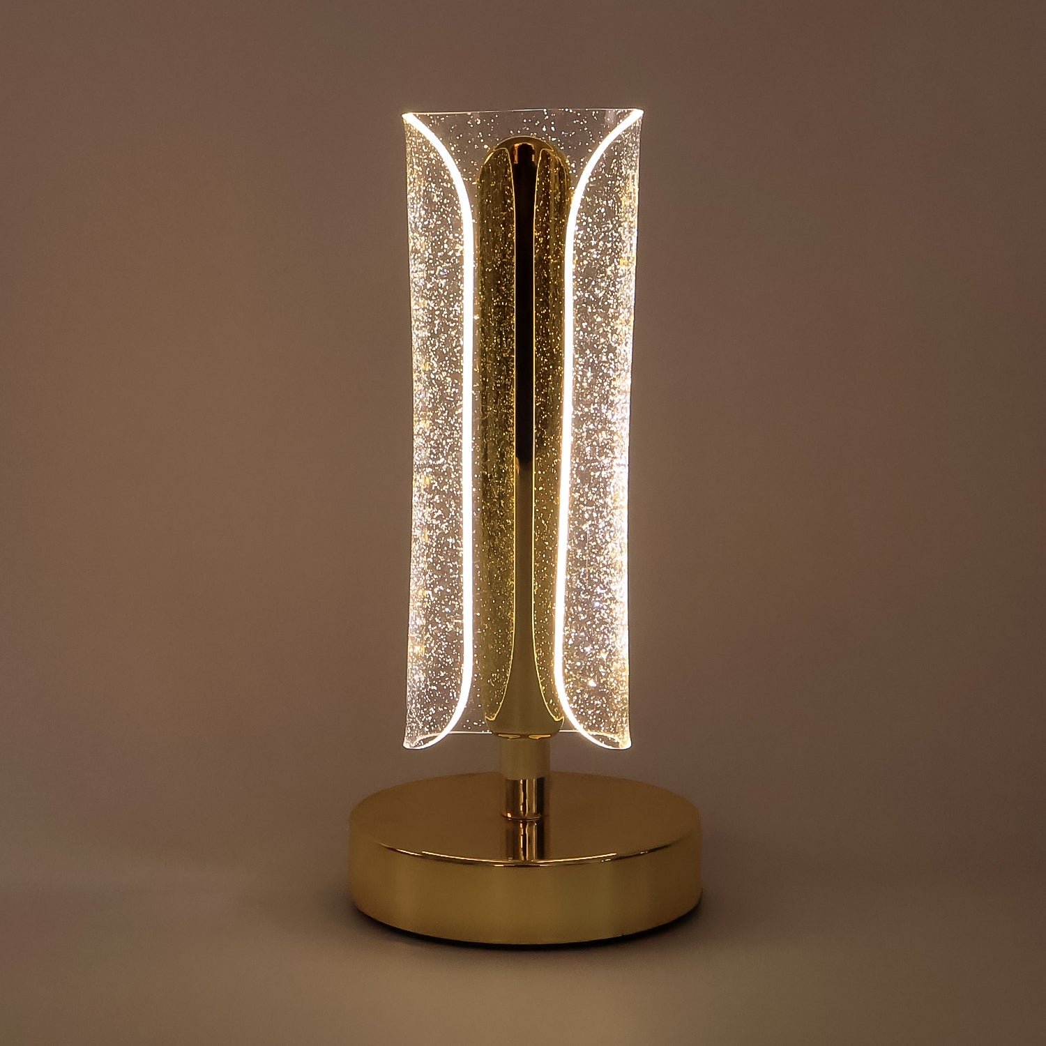 Crystal Table Lamp – Tall Cylindrical LED with USB Charging