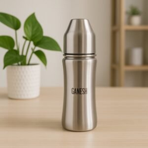 Ganesh Stainless Steel Baby Bottle – 250ml Anti-Colic Nipple