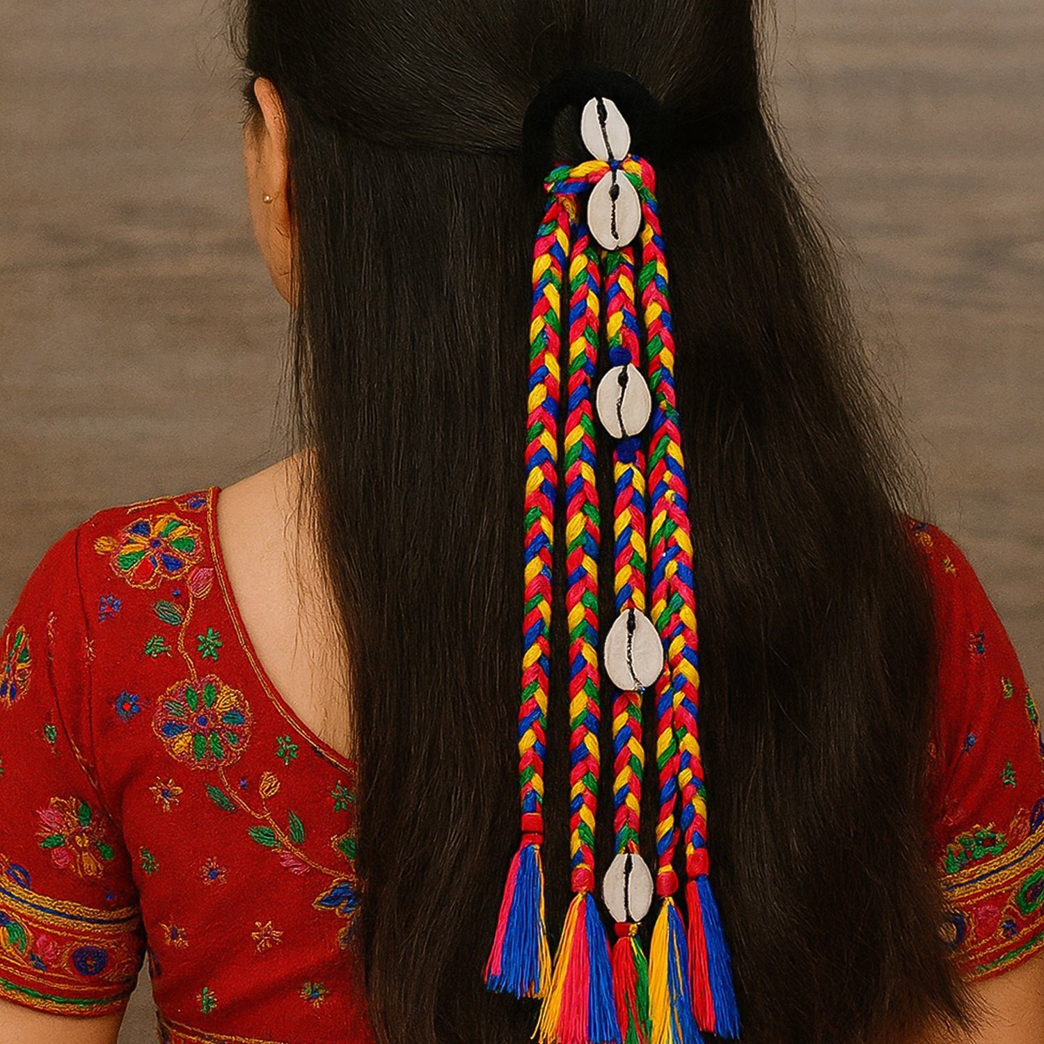 Multicolor Braided Hair Accessory – Traditional Stylish Kodi String Bow