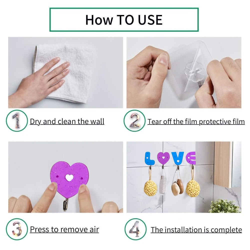 Self Adhesive Hooks – Love Shape Wall Organizers for Home | Indo Glow