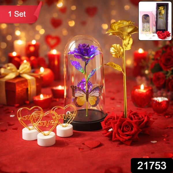 Glass Dome Rose Romantic Gift Set – Elegant LED Décor