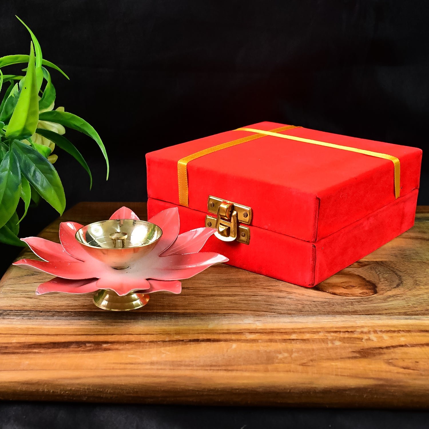 Brass Lotus Oil Diya – Elegant Spiritual Pooja Light