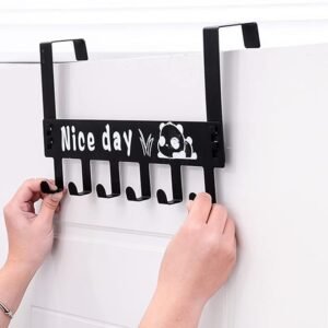 Carbon Steel Over Door Hook Rack – Heavy-Duty 6 Hooks for Organizing