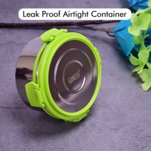Stainless Steel Lunch Box – Round, Leak-proof 400ml | Ganesh